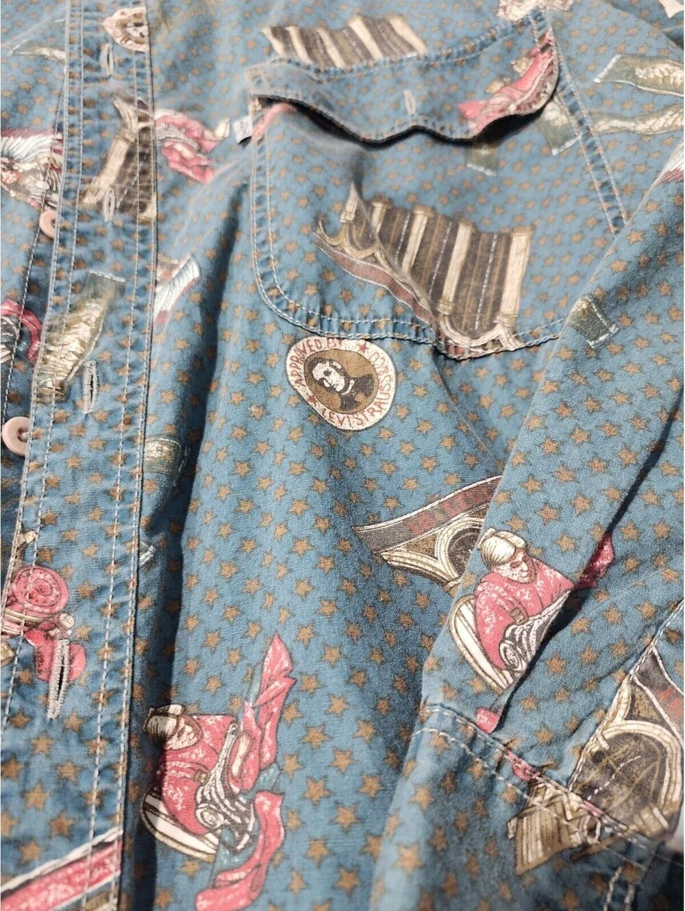 Vintage Levi's Long Sleeve Shirt Mens Southwestern All Over Print - Size Large